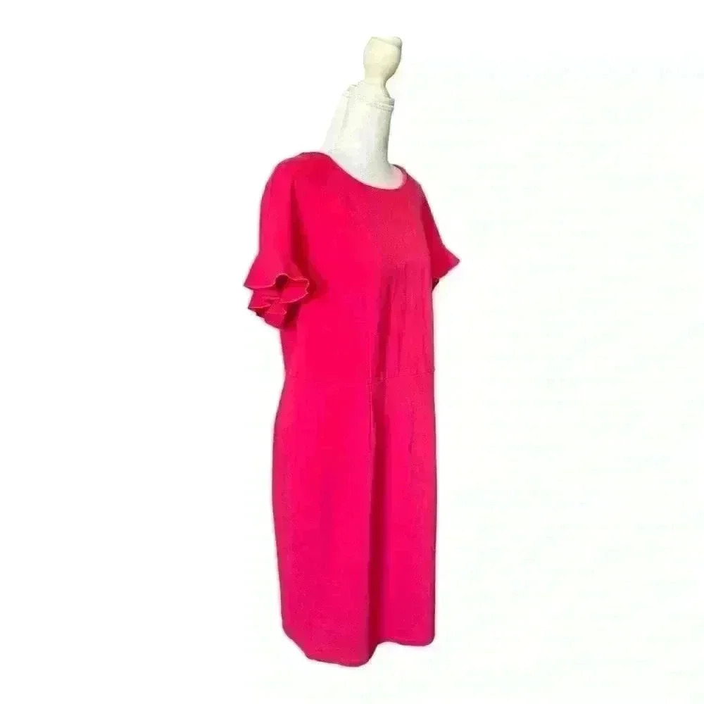 Eloquii NWT Pink Ruffled Short Sleeve Sheath Dress Size 14 - Picture 5 of 13